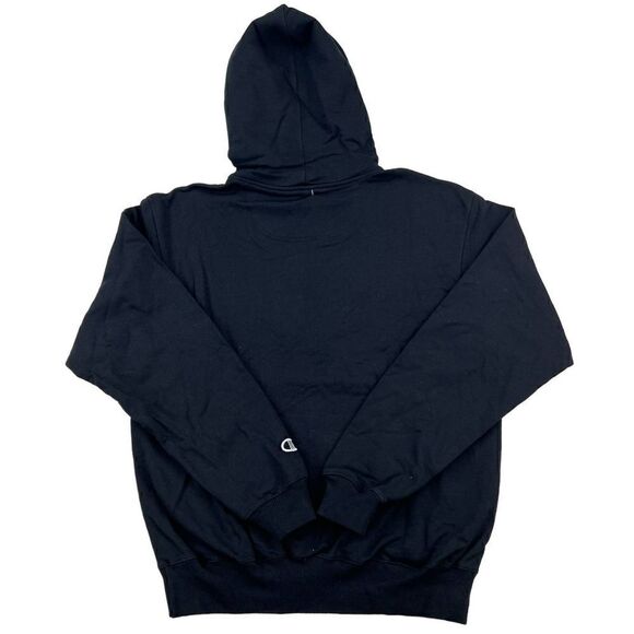 New Champion Men Black Hoodie Logo Printed Long Sleeve Pocket Pullover US M - Picture 2 of 9